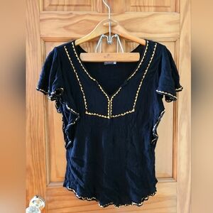 Earthbound Black Gold Trim Short Sleeve Shirt